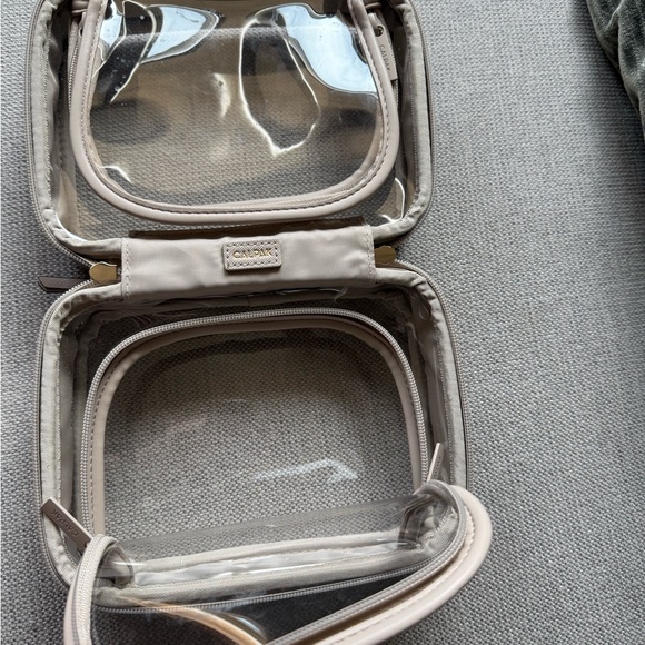 Calpak Beige Clear Cosmetic Case with Gold Hardware and Top Handle - Picture 9 of 13